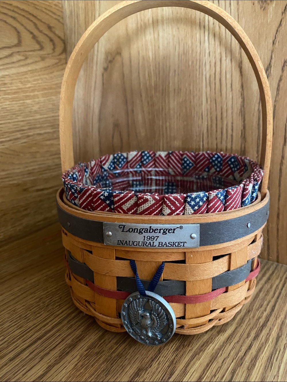 Longaberger 1997 Tan and Red Patriotic Inaugural Basket